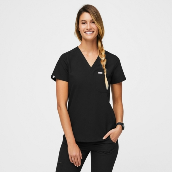 Figs Tops - FIGS Black Catarina Scrub Top